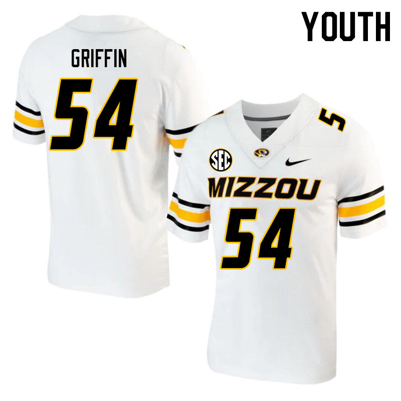 Youth #54 Luke Griffin Missouri Tigers College 2023 Football Stitched Jerseys Sale-White